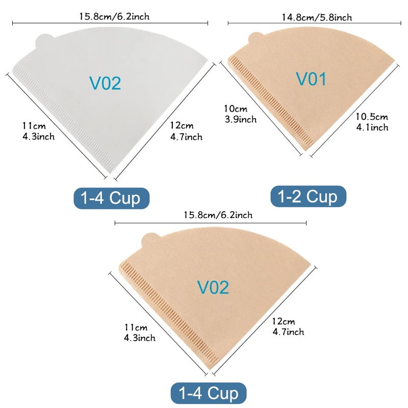 YQL V02 Coffee Filter,Size02 200 Count Natural White Disposable Coffee Filters Paper Fit for Drip Coffee Dripper(2-6Cup) - Image 2